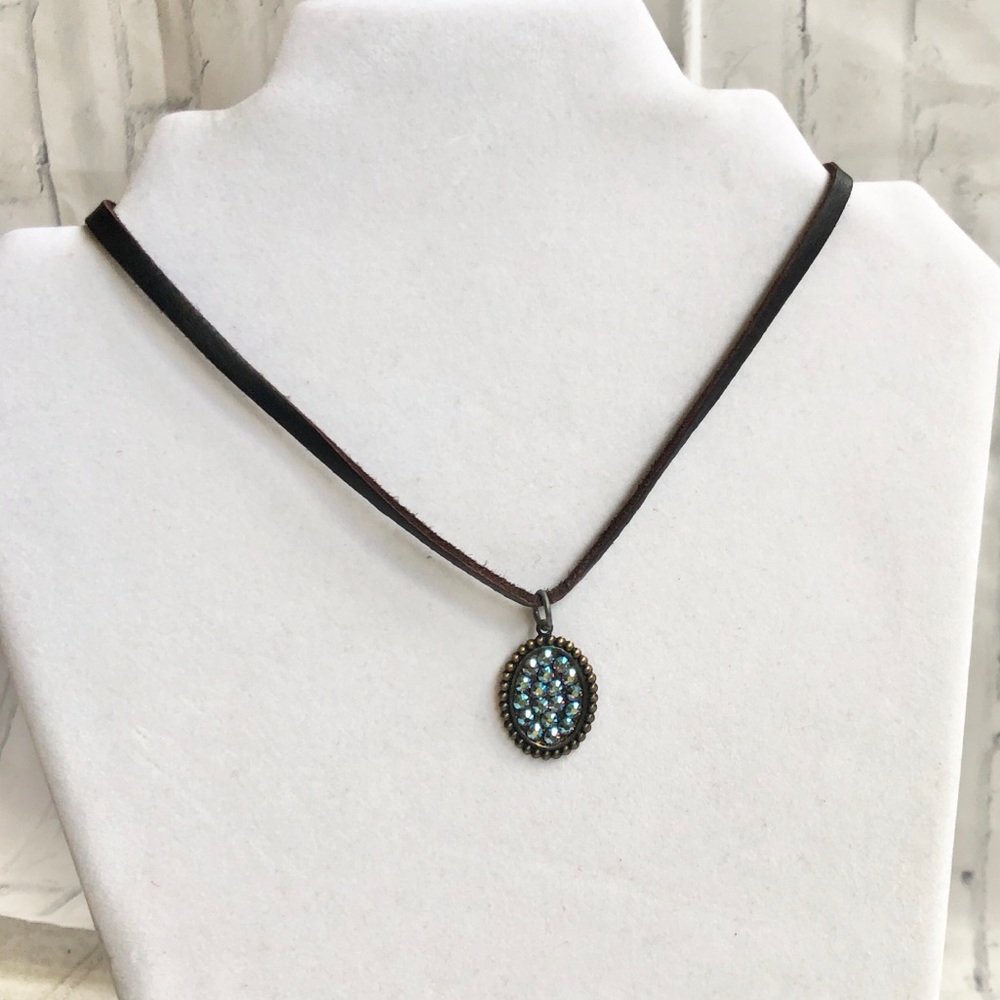 PINK PANACHE CHOKER with navy blue crystals